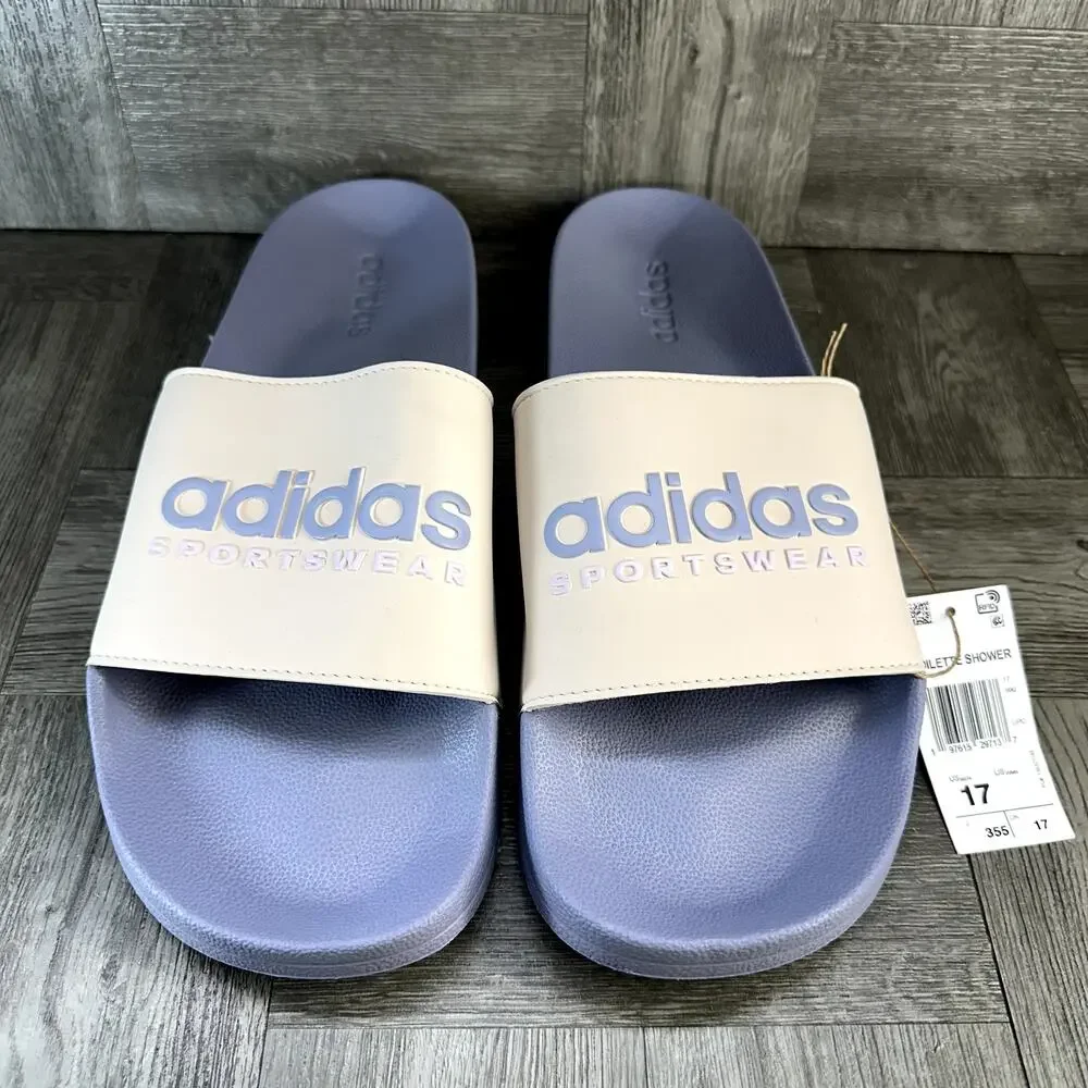 Adidas Adilette Shower Slides Mens 17 Lavender‎ Cloudfoam Sandals NEW GZ5922